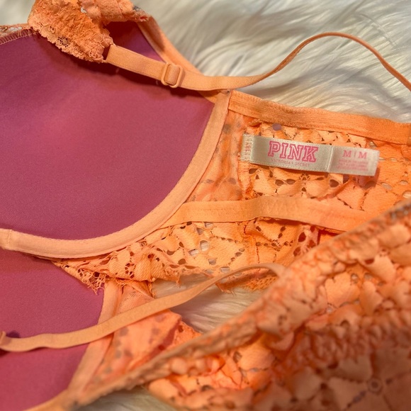 VS Pink Padded Lace Bralette in Peach - Picture 4 of 6